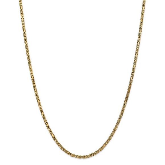 2.5mm, 14k Yellow Gold, Solid Byzantine Chain Necklace, 30 Inch - Picture 3 of 8